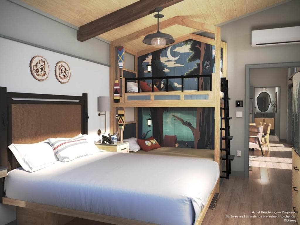 dvc cabin at fort wilderness bedroom area