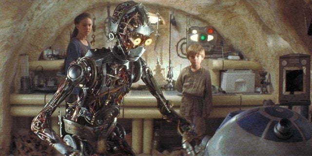 c 3po and r2 d2 with young anakin skywalker