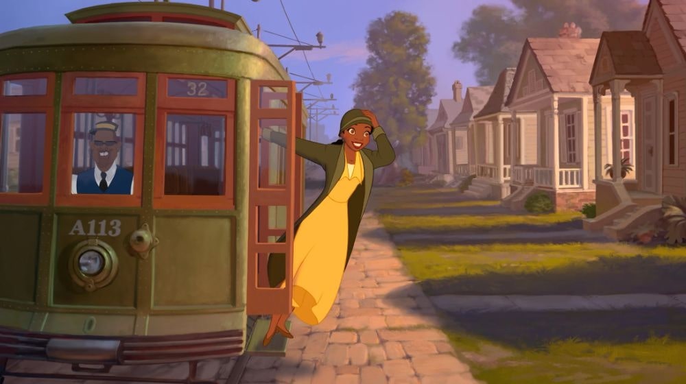 princess and the frog tiana on trolley labeled a113