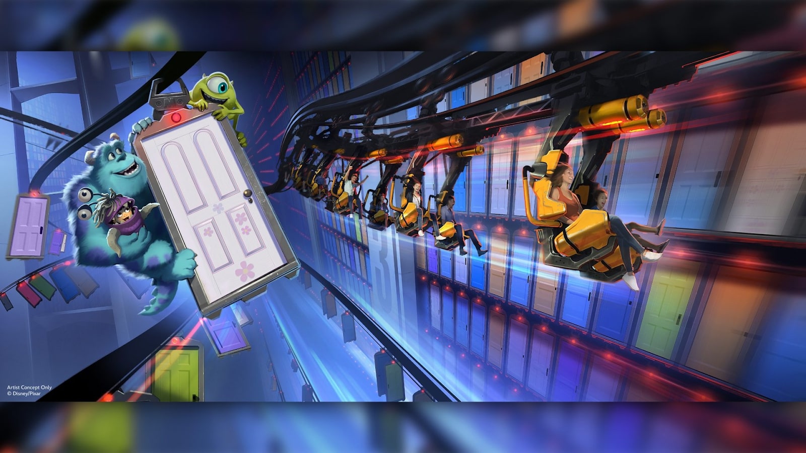 disneys hollywood studios monsters, inc. dood coaster concept art