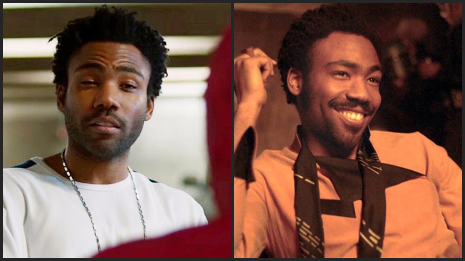 donald glover as aaron davis and lando calrissian