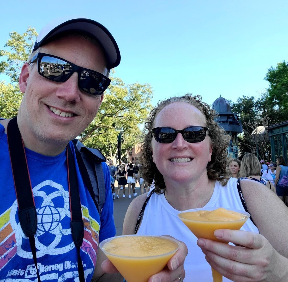 drinking orange grand marnier slushes in france pavilion epcot