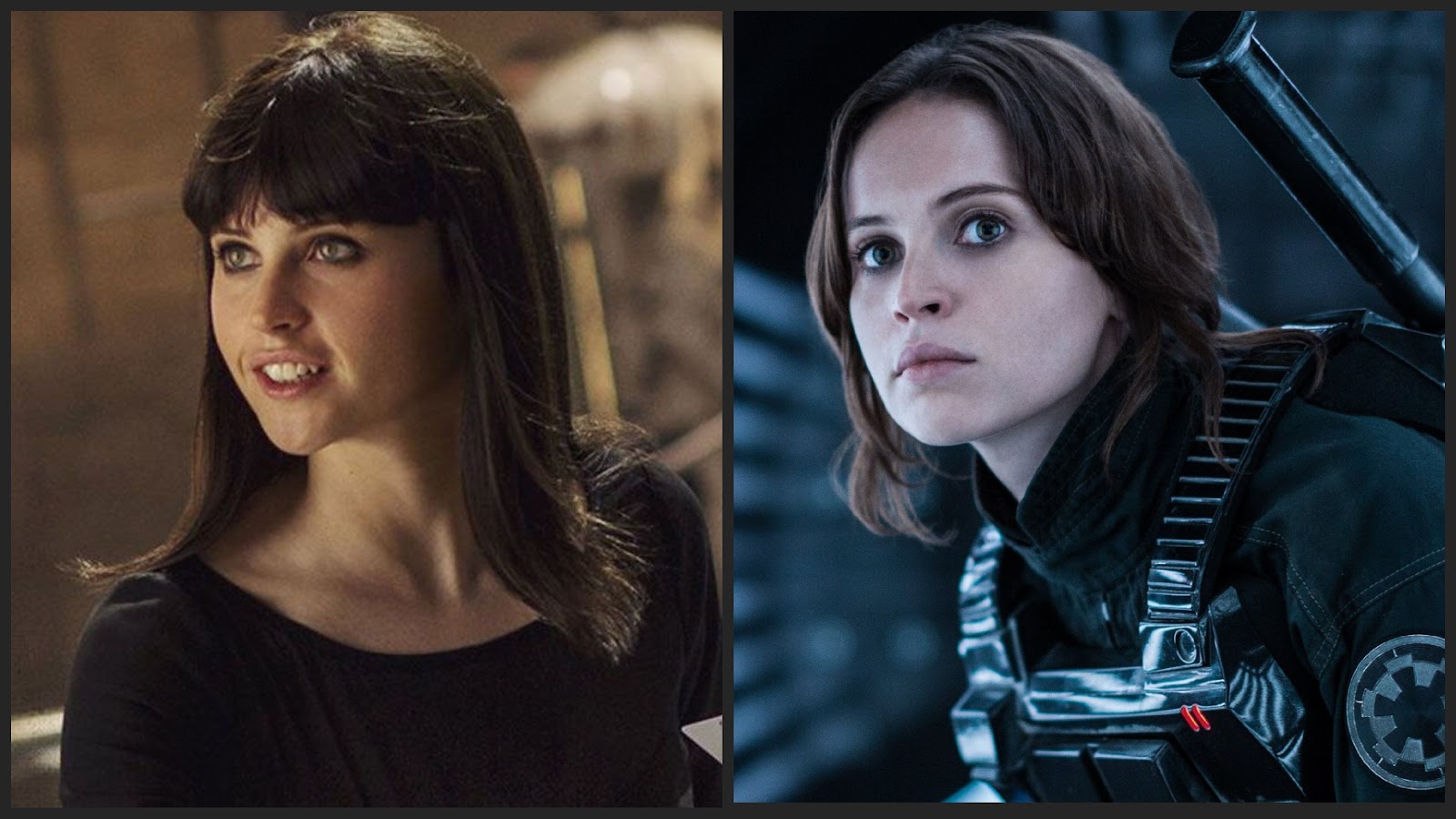 felicity jones as felicia hardy and gyn erso