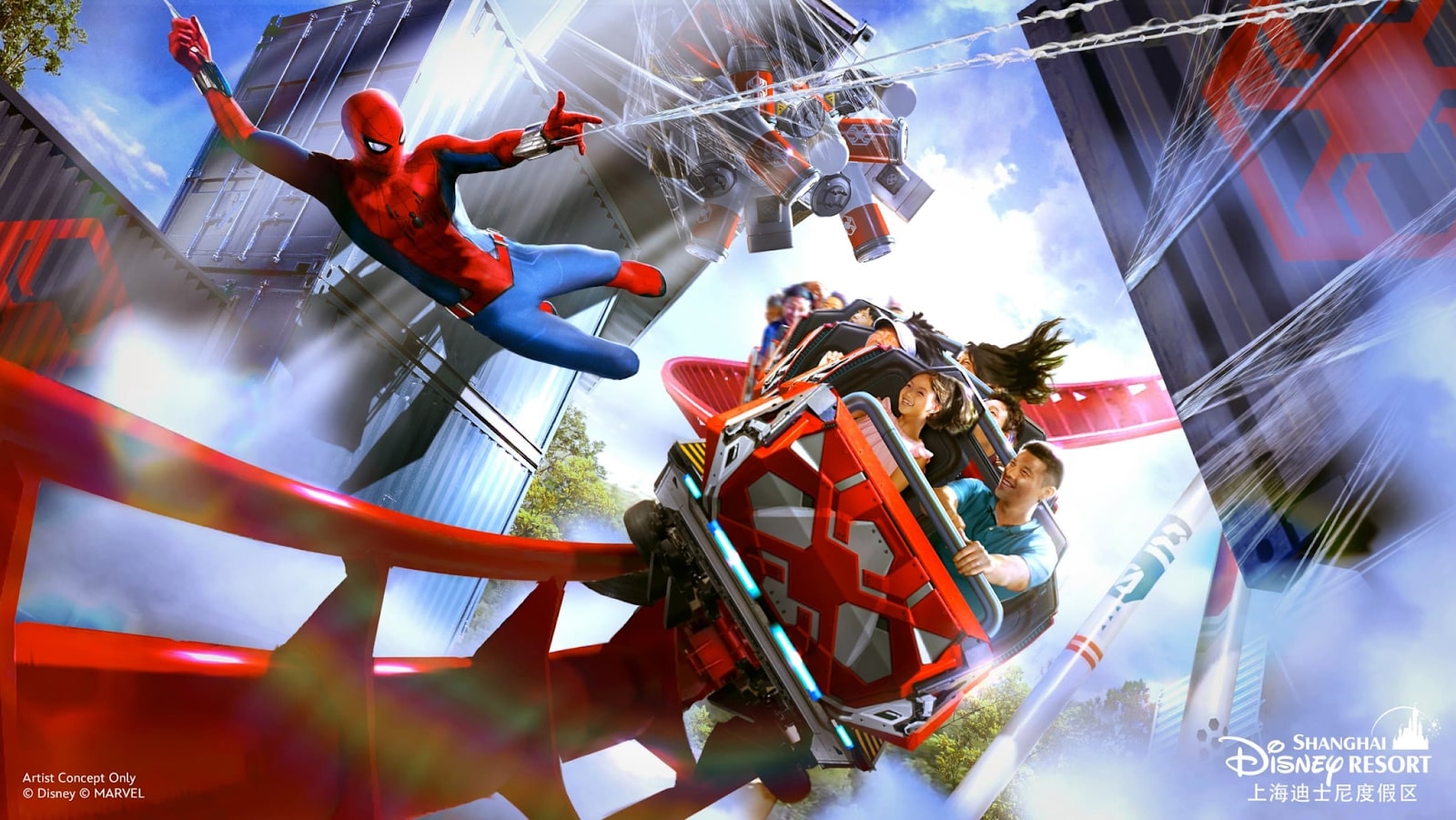 shanghai disneyland spider man rollercoaster concept art