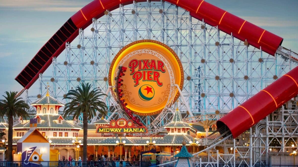 disney california adventure incredicoaster and pixar pier sign