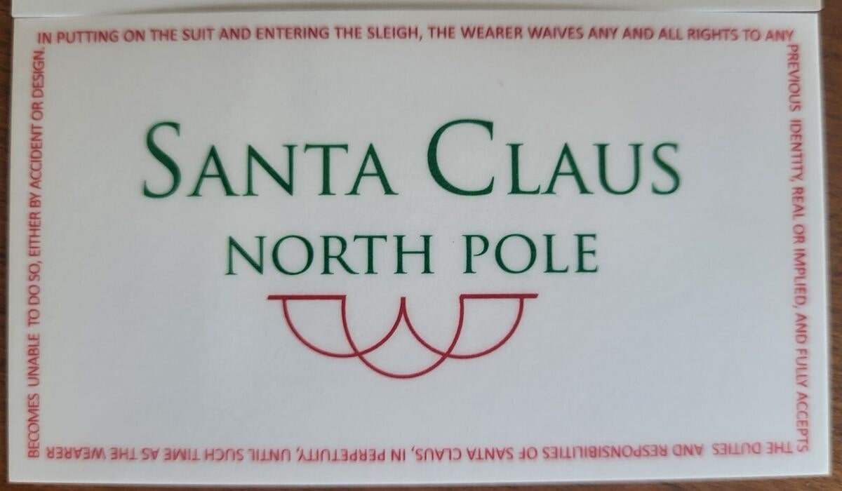 the santa clause santa business card