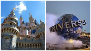 cinderella castle and universal globe