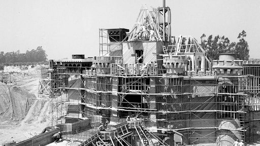 disneyland sleeping beauty castle under construction