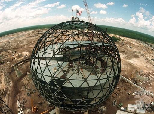 epcot spaceship earth under construction