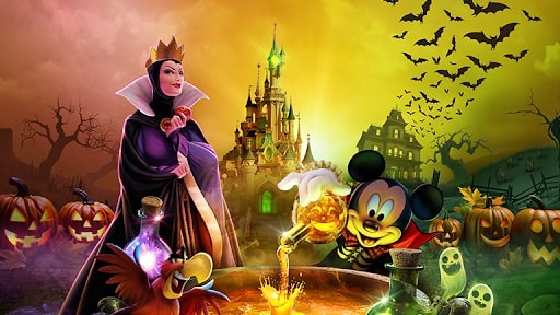 disney halloween image with maleficent mickey and castle