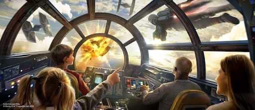 mandalorian and grogu in millennium falcon smugglers run