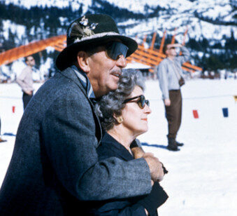 walt and lillian disney at 1960 squaw valley winter olympics