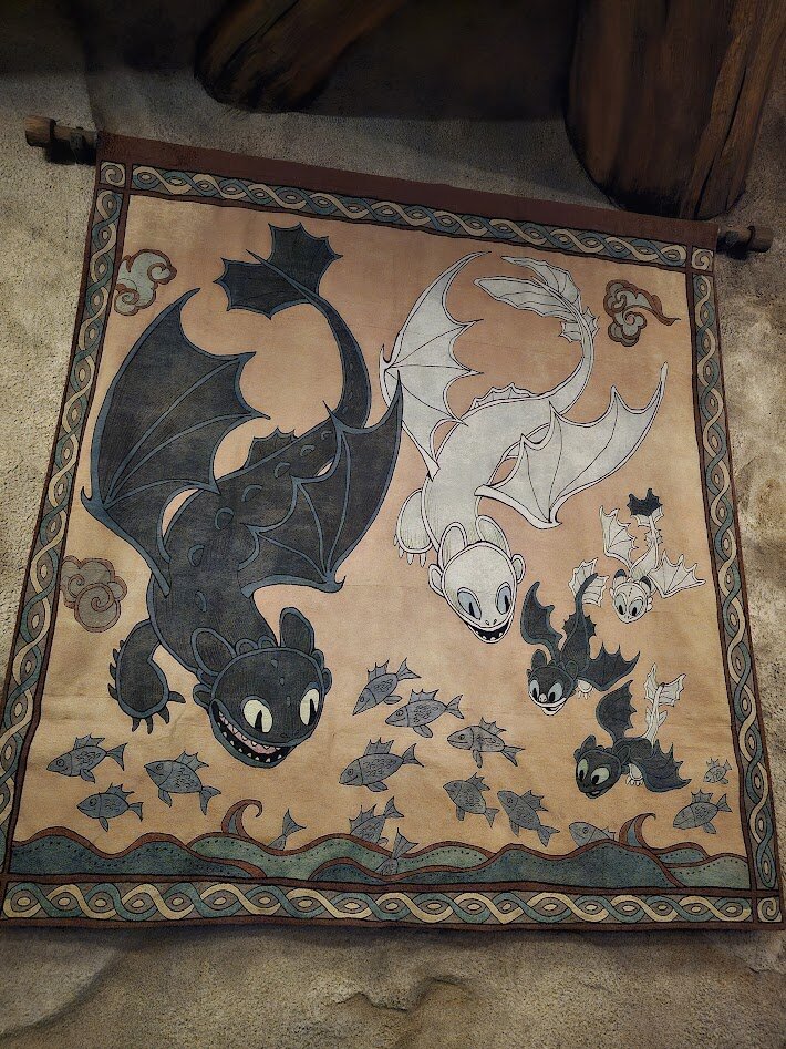 mead hall toothless and light fury tapestry