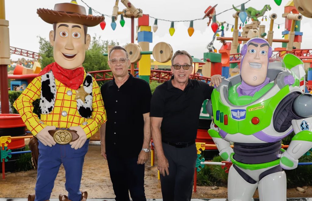 tom hanks and tim allen with woody and buzz
