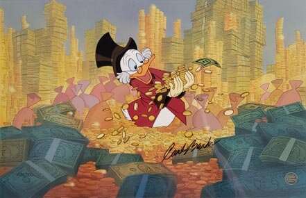 uncle scrooge in money signed by creator carl barks